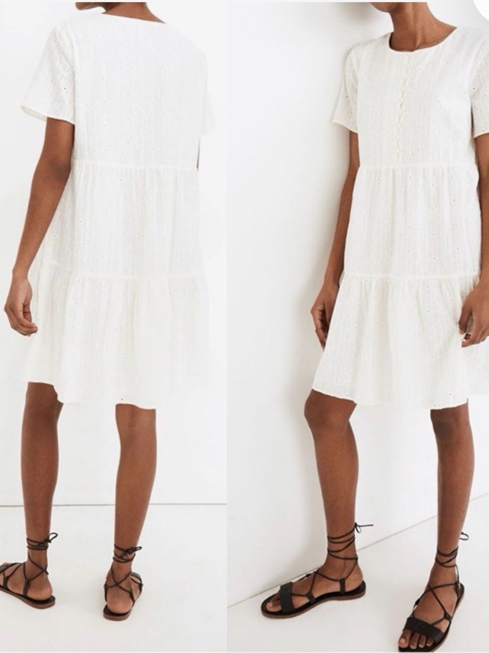 Madewell White Eyelet Tiered Mini Dress